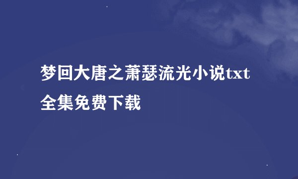 梦回大唐之萧瑟流光小说txt全集免费下载