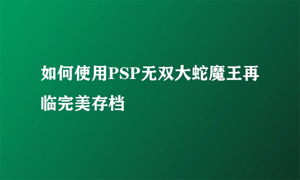 如何使用PSP无双大蛇魔王再临完美存档