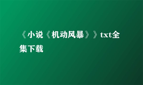 《小说《机动风暴》》txt全集下载
