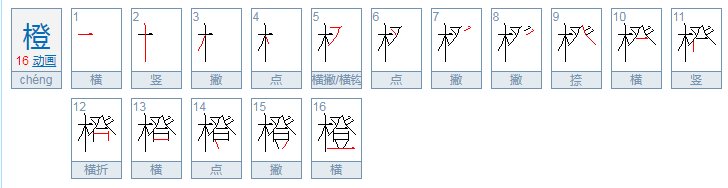 橙字的笔画顺序