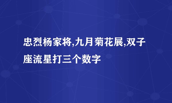 忠烈杨家将,九月菊花展,双子座流星打三个数字