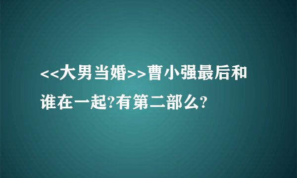 <<大男当婚>>曹小强最后和谁在一起?有第二部么?