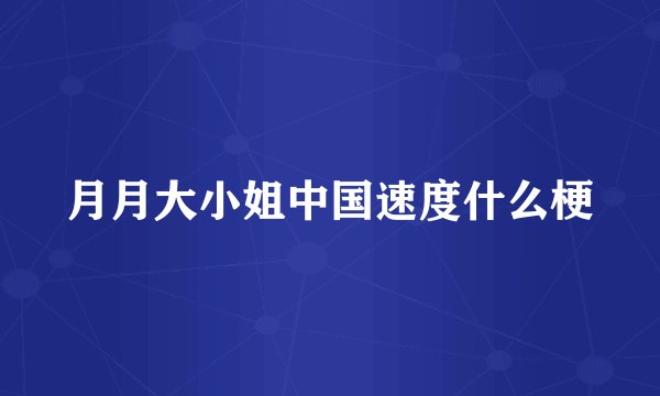 月月大小姐中国速度什么梗