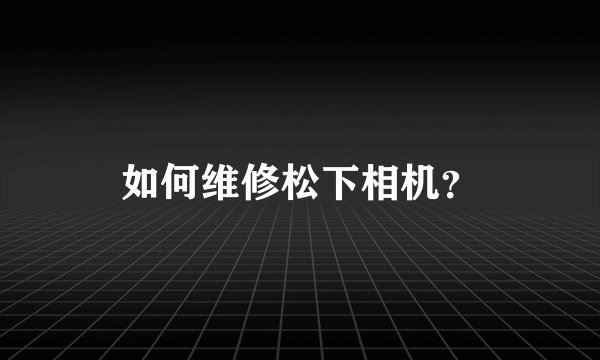 如何维修松下相机？