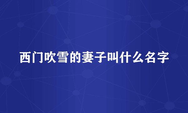 西门吹雪的妻子叫什么名字