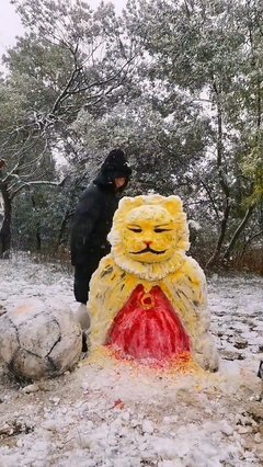 云南四人用时2小时堆出金钱豹雪人，你如何评价这个雪人？