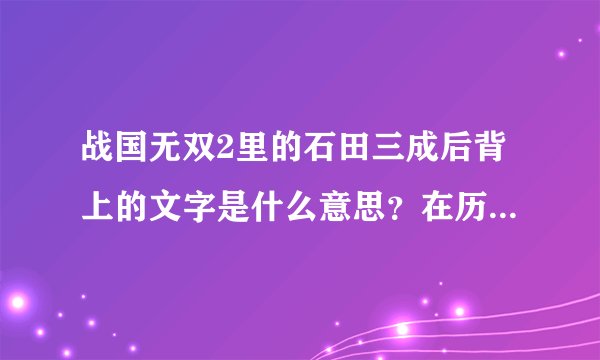 战国无双2里的石田三成后背上的文字是什么意思？在历史上真有吗？