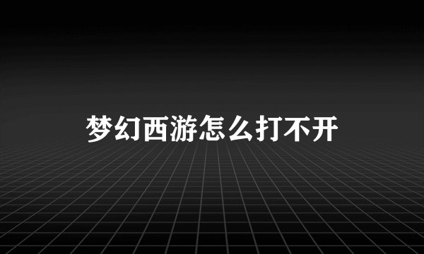 梦幻西游怎么打不开
