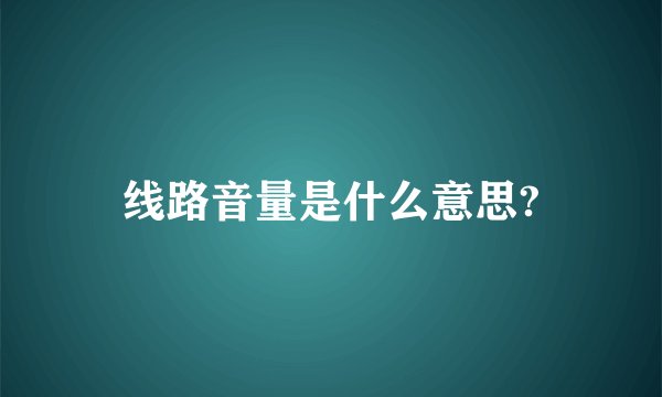 线路音量是什么意思?