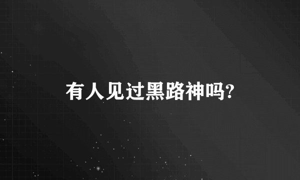 有人见过黑路神吗?