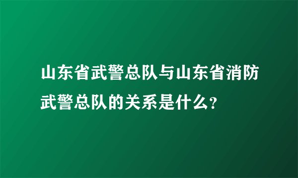 山东省武警总队与山东省消防武警总队的关系是什么？