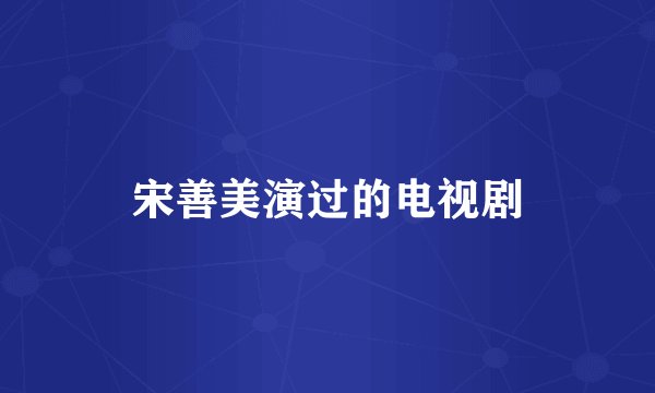 宋善美演过的电视剧