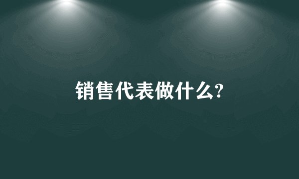 销售代表做什么?