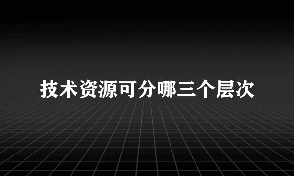 技术资源可分哪三个层次