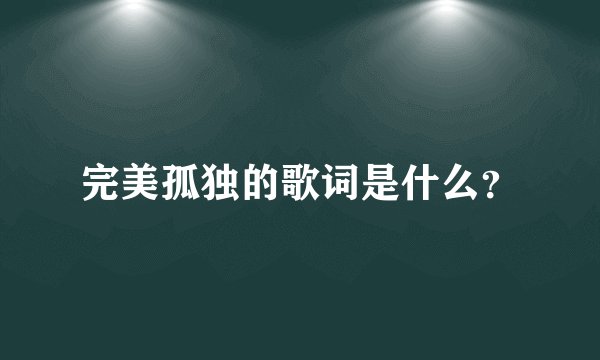 完美孤独的歌词是什么？