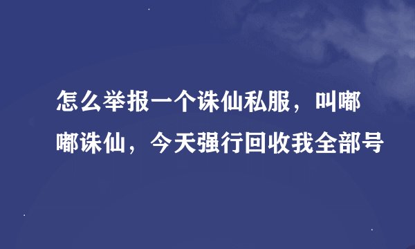 怎么举报一个诛仙私服，叫嘟嘟诛仙，今天强行回收我全部号