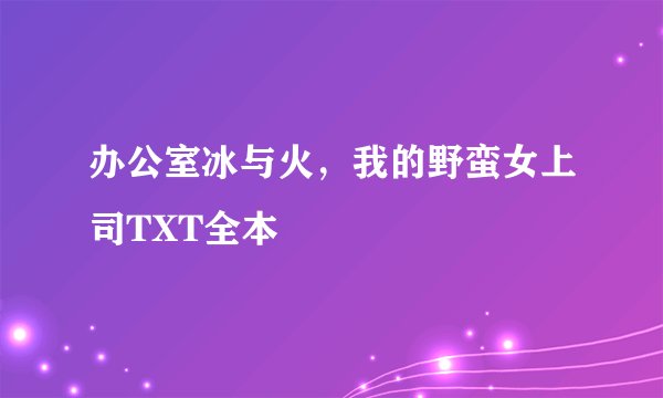 办公室冰与火，我的野蛮女上司TXT全本