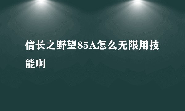 信长之野望85A怎么无限用技能啊