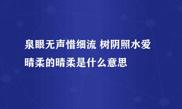 泉眼无声惜细流 树阴照水爱晴柔的晴柔是什么意思