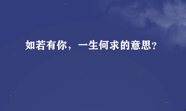 如若有你，一生何求的意思？