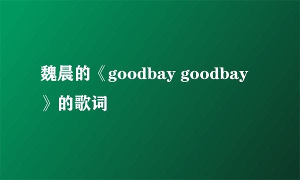 魏晨的《goodbay goodbay》的歌词