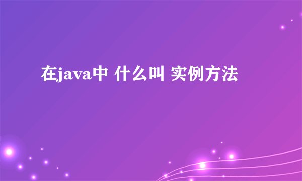 在java中 什么叫 实例方法