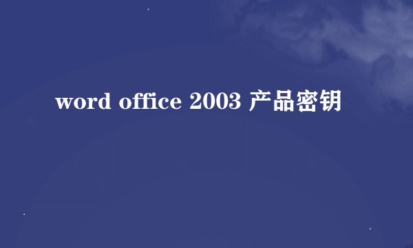 word office 2003 产品密钥