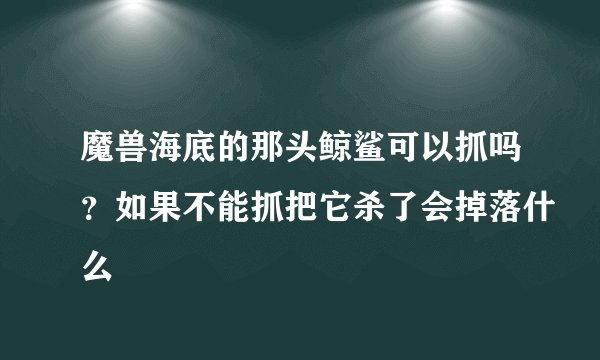 魔兽海底的那头鲸鲨可以抓吗？如果不能抓把它杀了会掉落什么