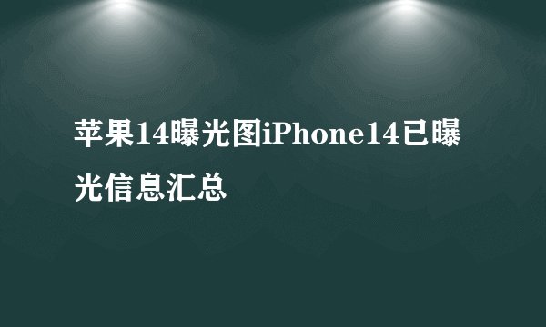 苹果14曝光图iPhone14已曝光信息汇总
