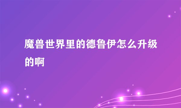 魔兽世界里的德鲁伊怎么升级的啊
