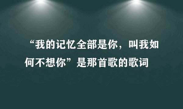 “我的记忆全部是你，叫我如何不想你”是那首歌的歌词