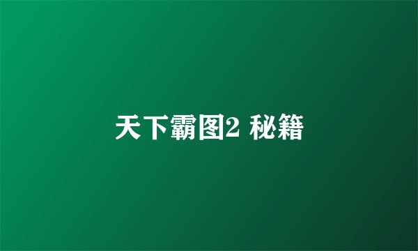 天下霸图2 秘籍