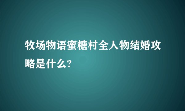 牧场物语蜜糖村全人物结婚攻略是什么?