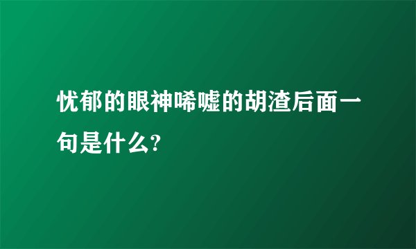 忧郁的眼神唏嘘的胡渣后面一句是什么?