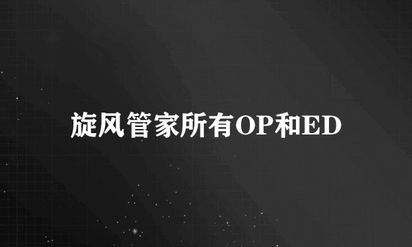 旋风管家所有OP和ED