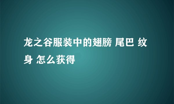 龙之谷服装中的翅膀 尾巴 纹身 怎么获得