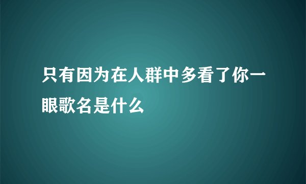 只有因为在人群中多看了你一眼歌名是什么