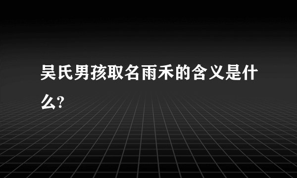 吴氏男孩取名雨禾的含义是什么?