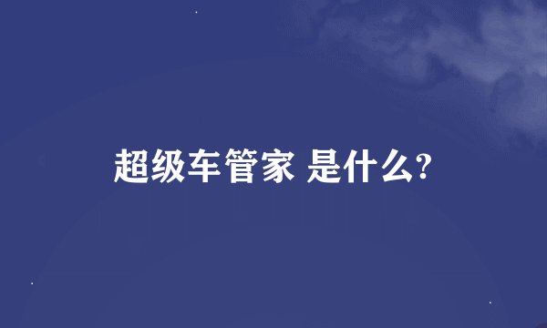 超级车管家 是什么?