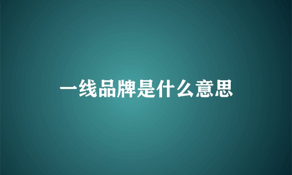 一线品牌是什么意思