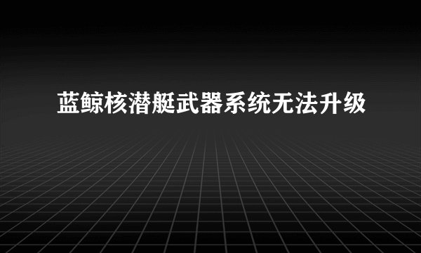 蓝鲸核潜艇武器系统无法升级
