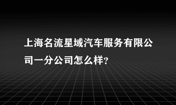 上海名流星域汽车服务有限公司一分公司怎么样？