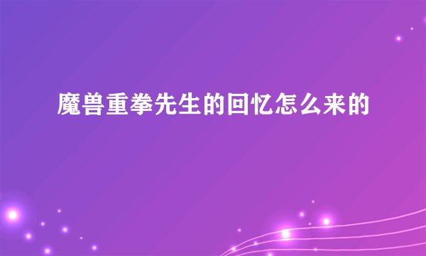 魔兽重拳先生的回忆怎么来的
