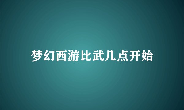 梦幻西游比武几点开始