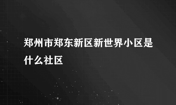 郑州市郑东新区新世界小区是什么社区