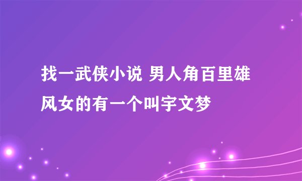 找一武侠小说 男人角百里雄风女的有一个叫宇文梦