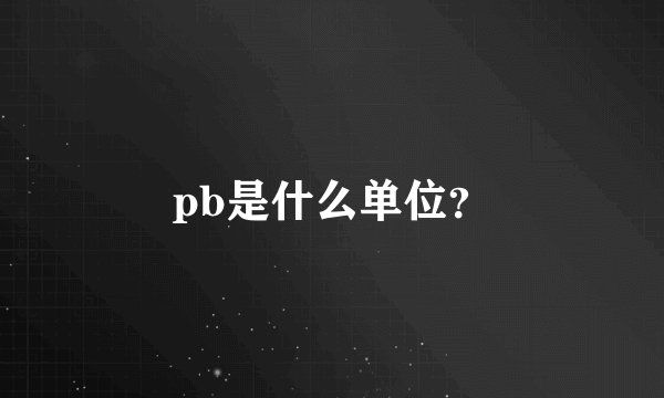 pb是什么单位？