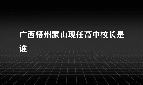 广西梧州蒙山现任高中校长是谁