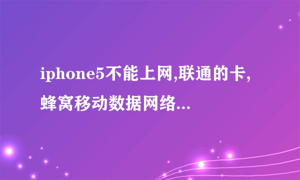 iphone5不能上网,联通的卡,蜂窝移动数据网络里面怎么设置?