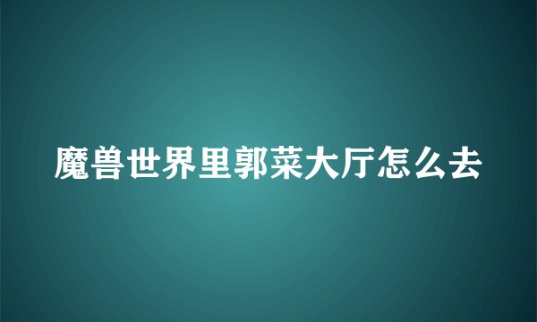 魔兽世界里郭菜大厅怎么去